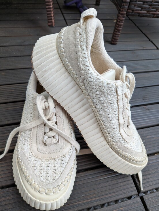 Dolce Vita Shoes - Dolce Vita Knit Crochet Woven Platform Sneakers in Cream - Women